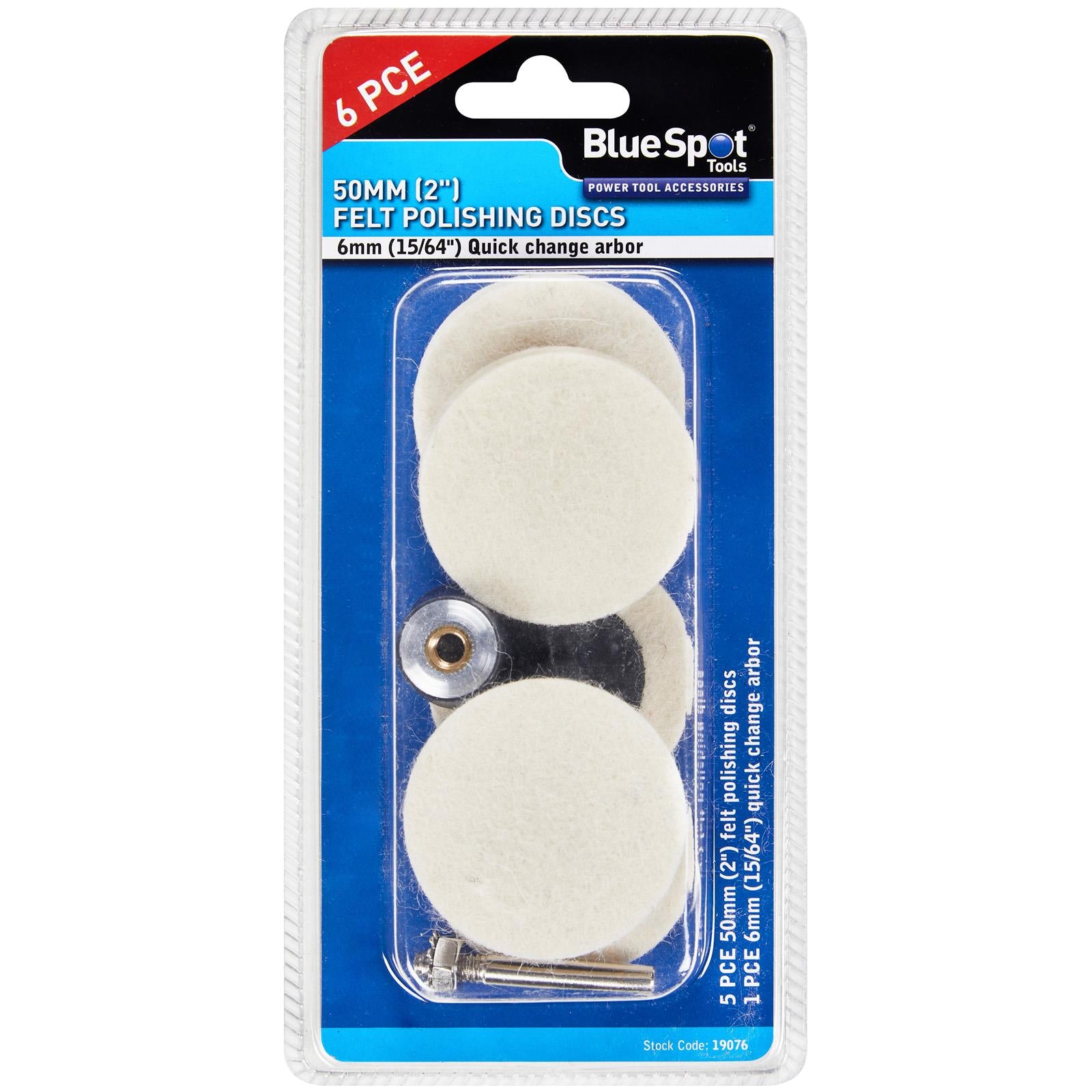 BlueSpot Felt Polishing Discs 50mm for Rotary Tool 6 Piece