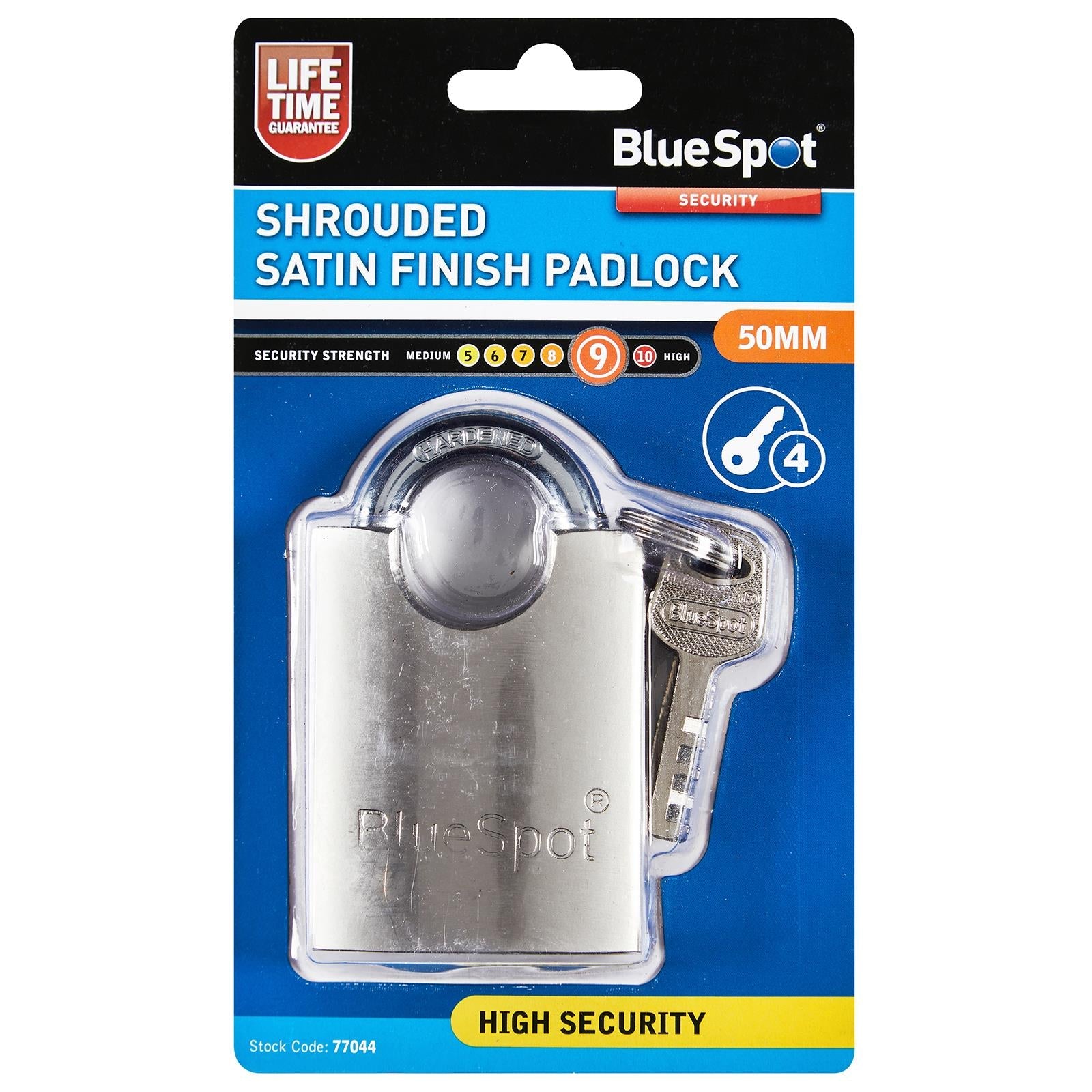 BlueSpot Shrouded Satin Finish Padlock 50mm 