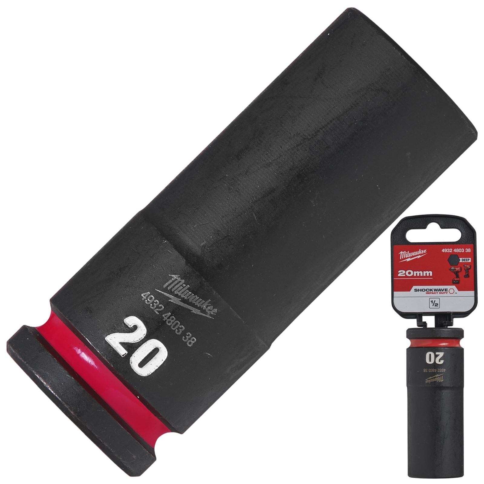Milwaukee Impact Sockets Deep 1/2" Drive 8-36mm SHOCKWAVE Impact Duty 