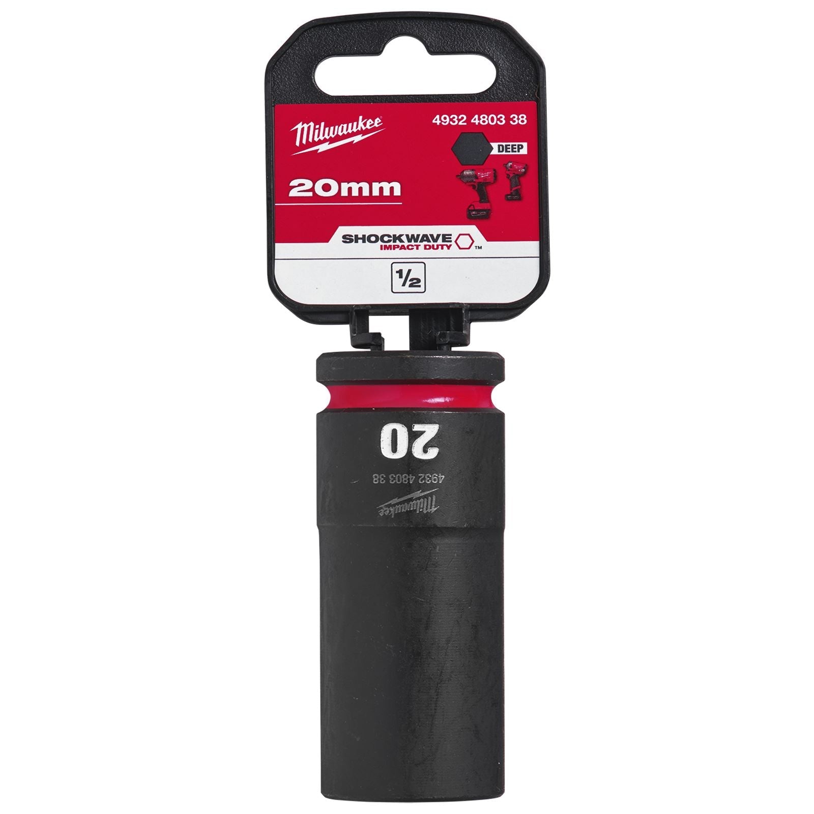 Milwaukee Impact Sockets Deep 1/2" Drive 8-36mm SHOCKWAVE Impact Duty 