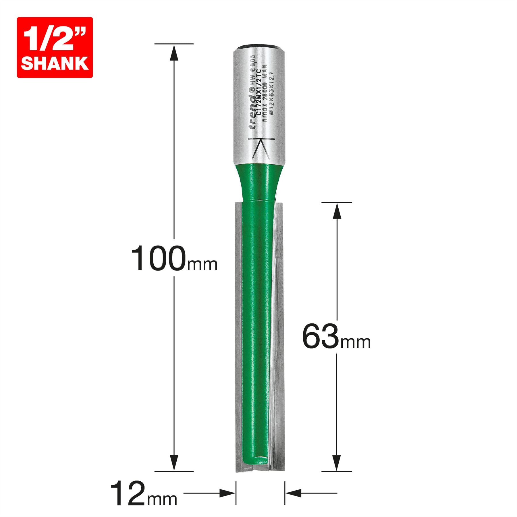 Trend Two Flute Cutter 12mm Diameter C172MX1/2TC 