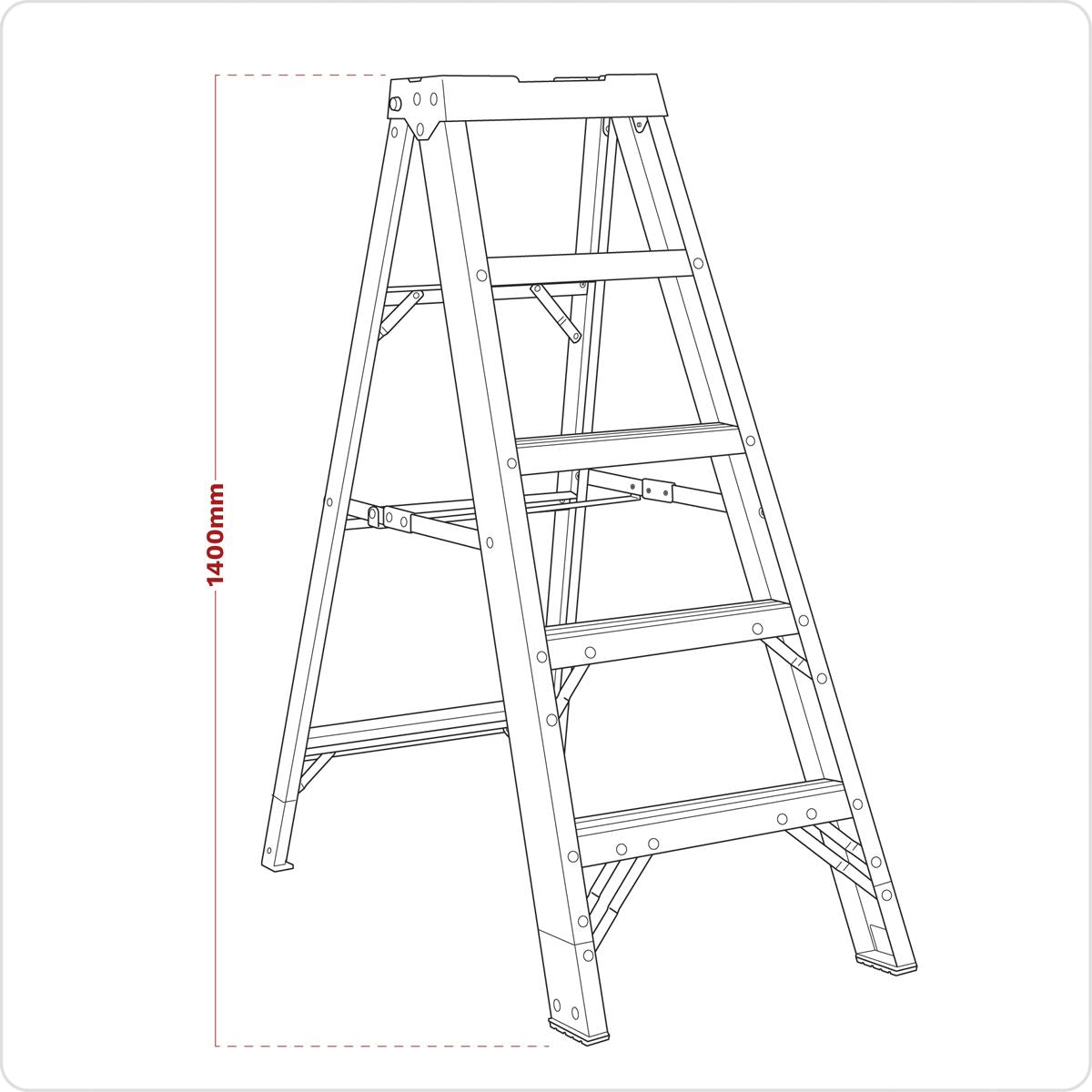 Sealey Fibreglass Step Ladder 4-Tread EN 131 