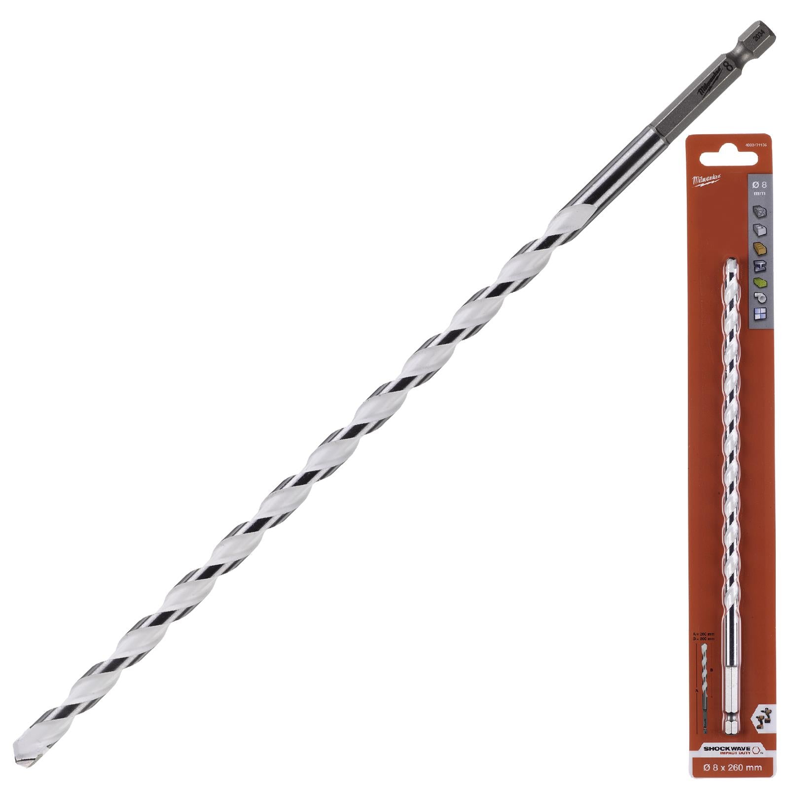 Milwaukee Multi Material Drill Bits Impact Rated TCT for Wood Metal Masonry 