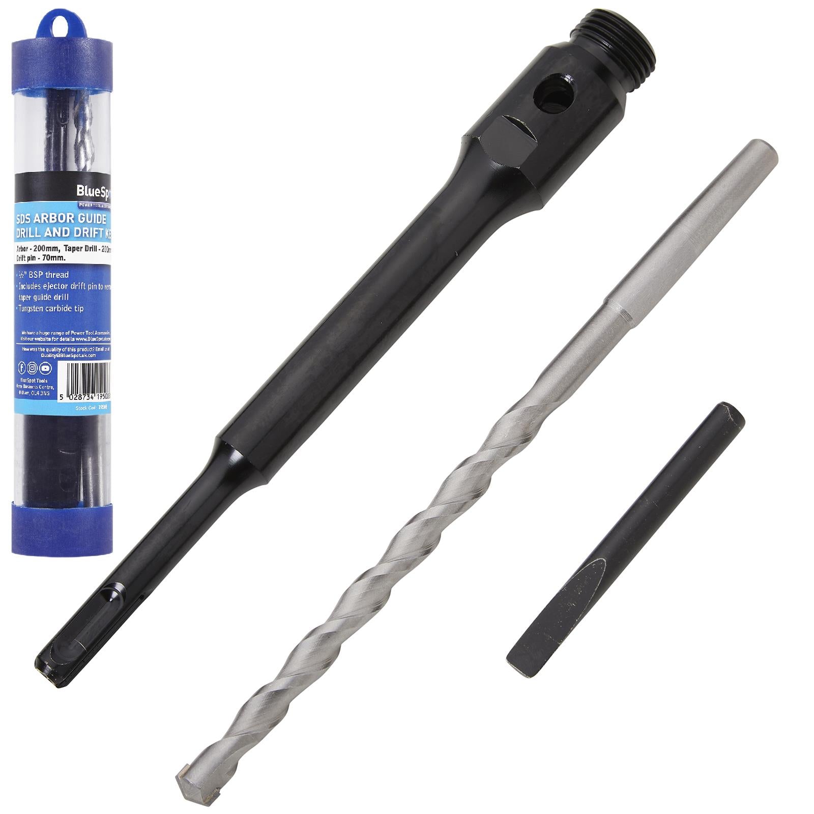 BlueSpot SDS Arbor Guide Drill And Drift Key 1/2" BSP Thread 
