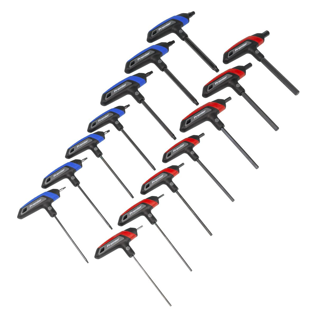 Sealey Premier T-Handle Hex & TRX-Star* Key Set 14pc  White Rose Tools