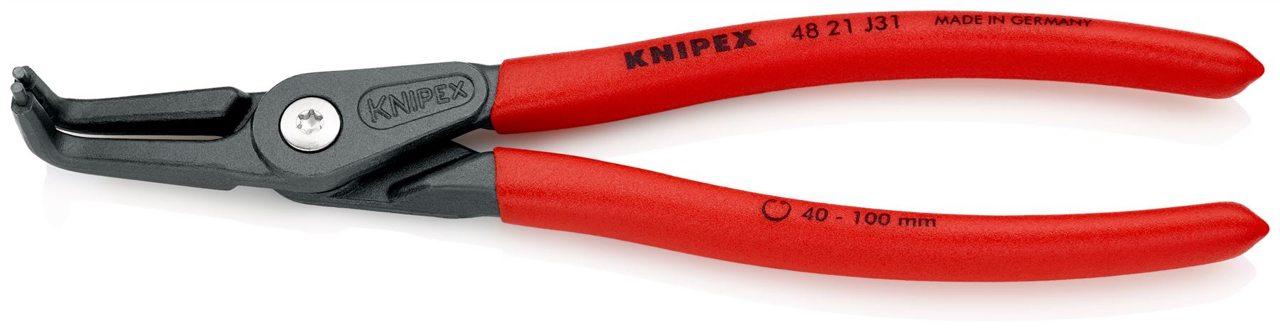 KNIPEX Precision Circlip Pliers for Internal Circlips in Bore Holes 90° Angled 210mm 2.3mm Diameter Tips 40 21 J31