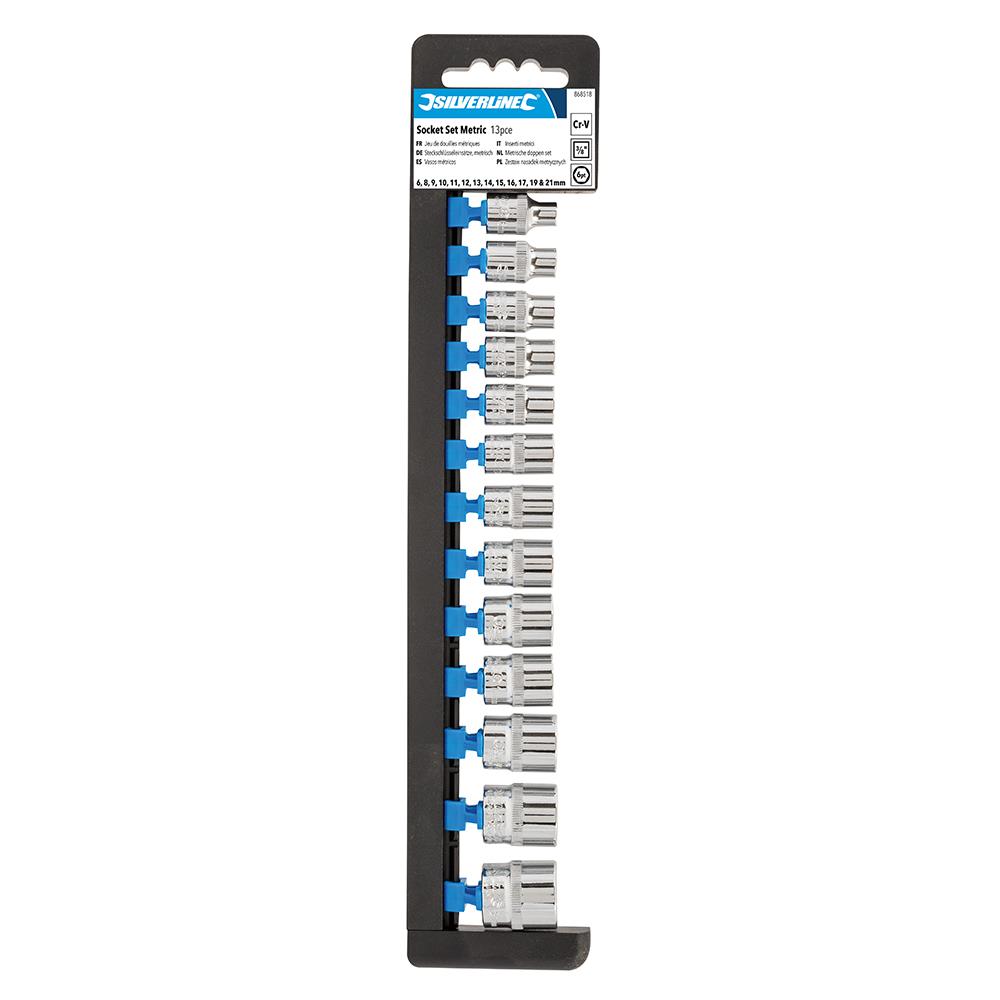 Silverline Socket Set 3/8" Drive 6pt Metric 13pce 6 - 21mm 868518