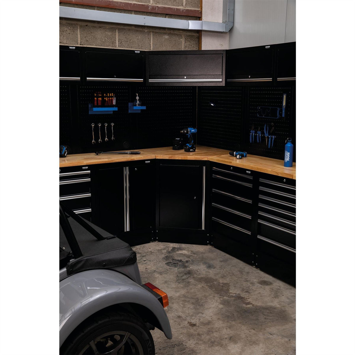 BUNKER Modular Hardwood Worktop for Corner Cabinet 865mm 27366  White Rose Tools