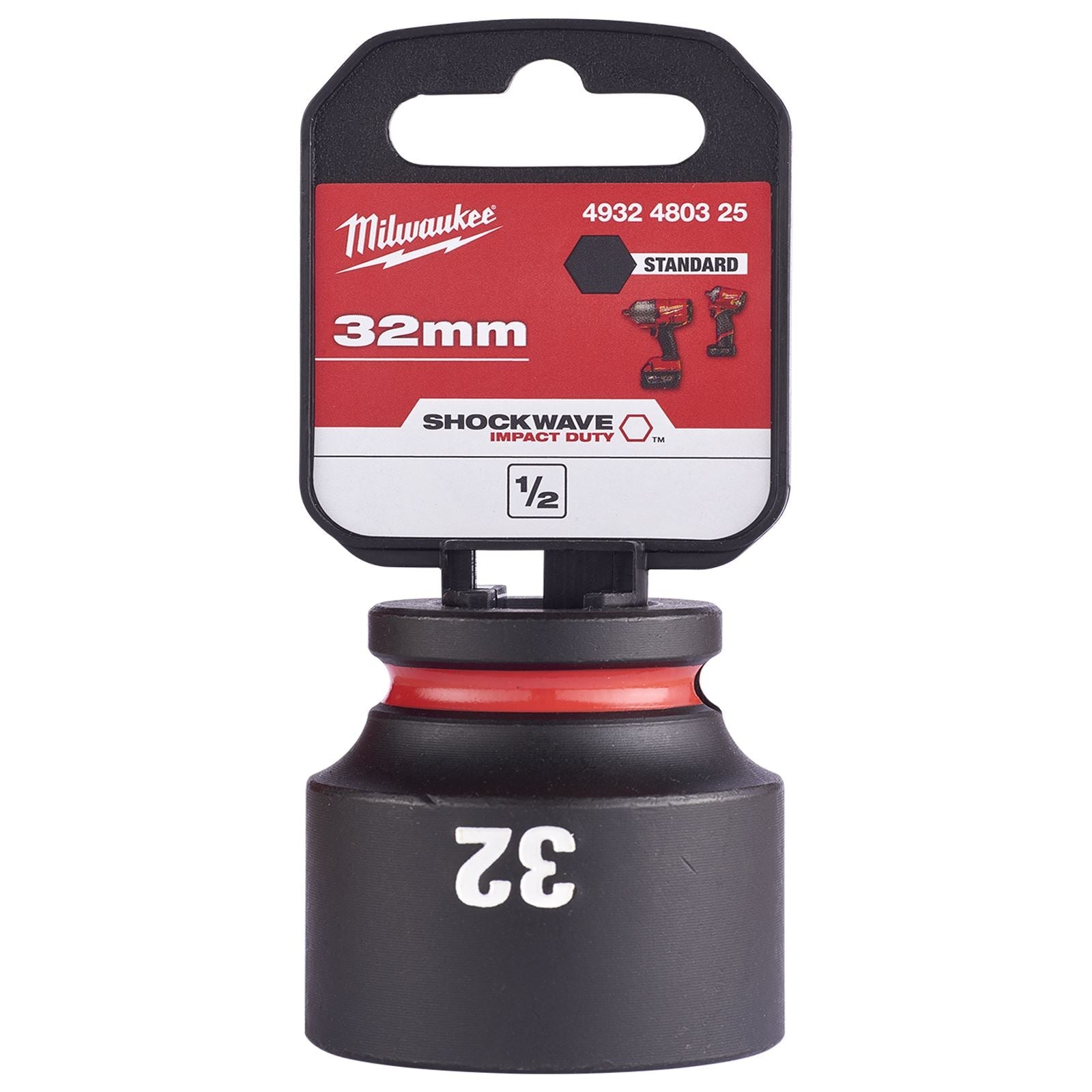 Milwaukee Impact Sockets Standard 1/2" Drive 8-32mm SHOCKWAVE Impact Duty 