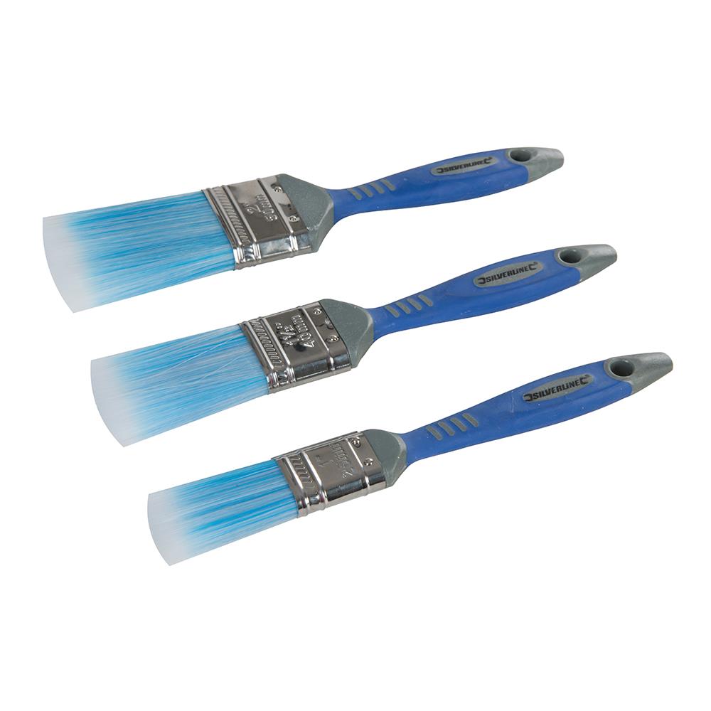 Silverline No-Loss Synthetic Paint Brush Set 3pce 25, 40 & 50mm 344268  White Rose Tools
