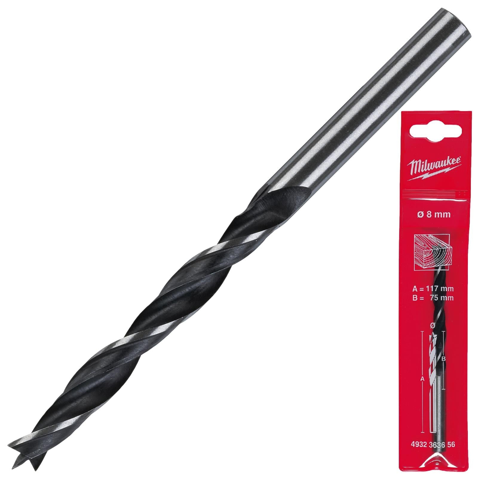 Milwaukee Lip and Spur Brad Point Wood Drill Bits 