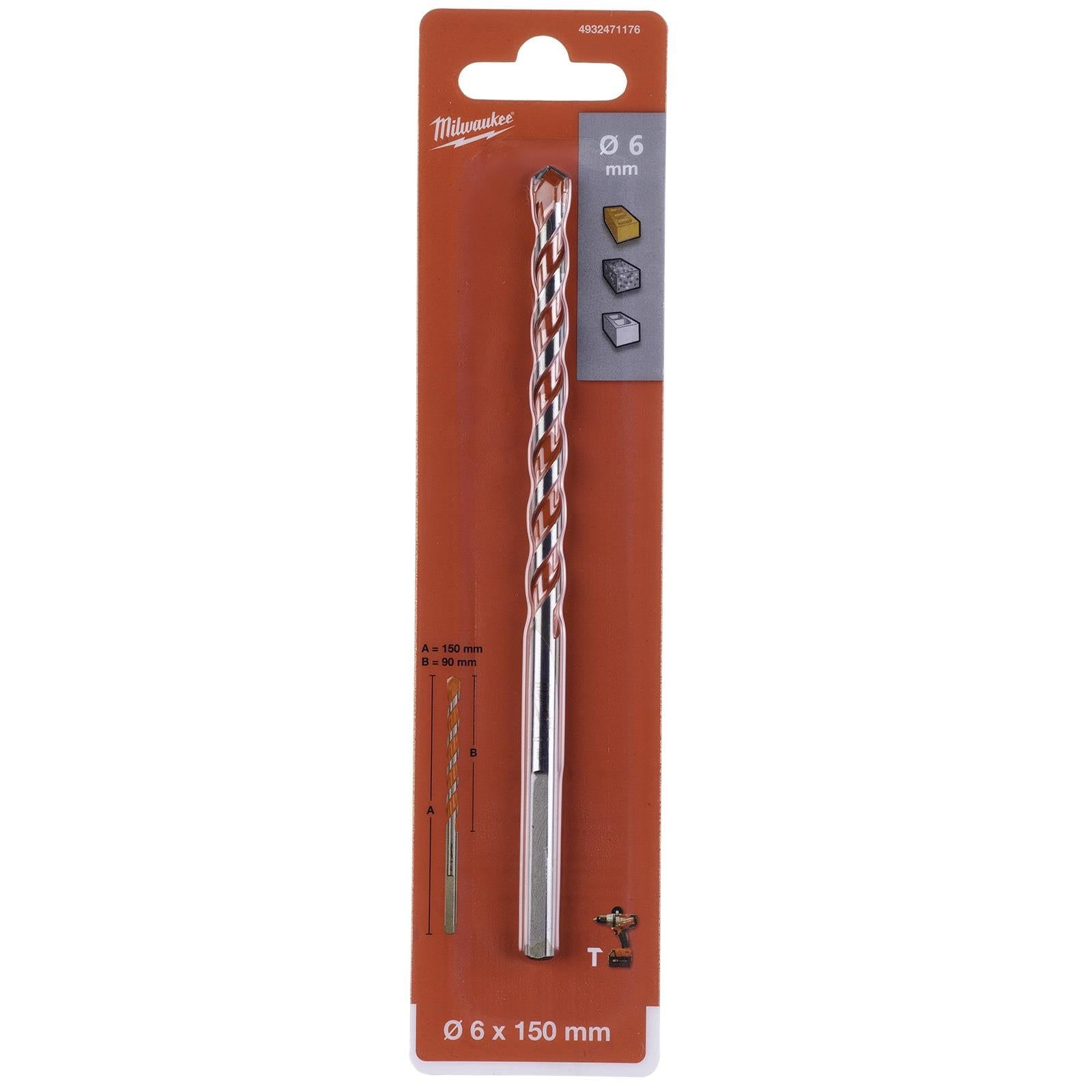 Milwaukee Premium Concrete Masonry Drill Bits 3 Flat Shank Hammer and Rotary 