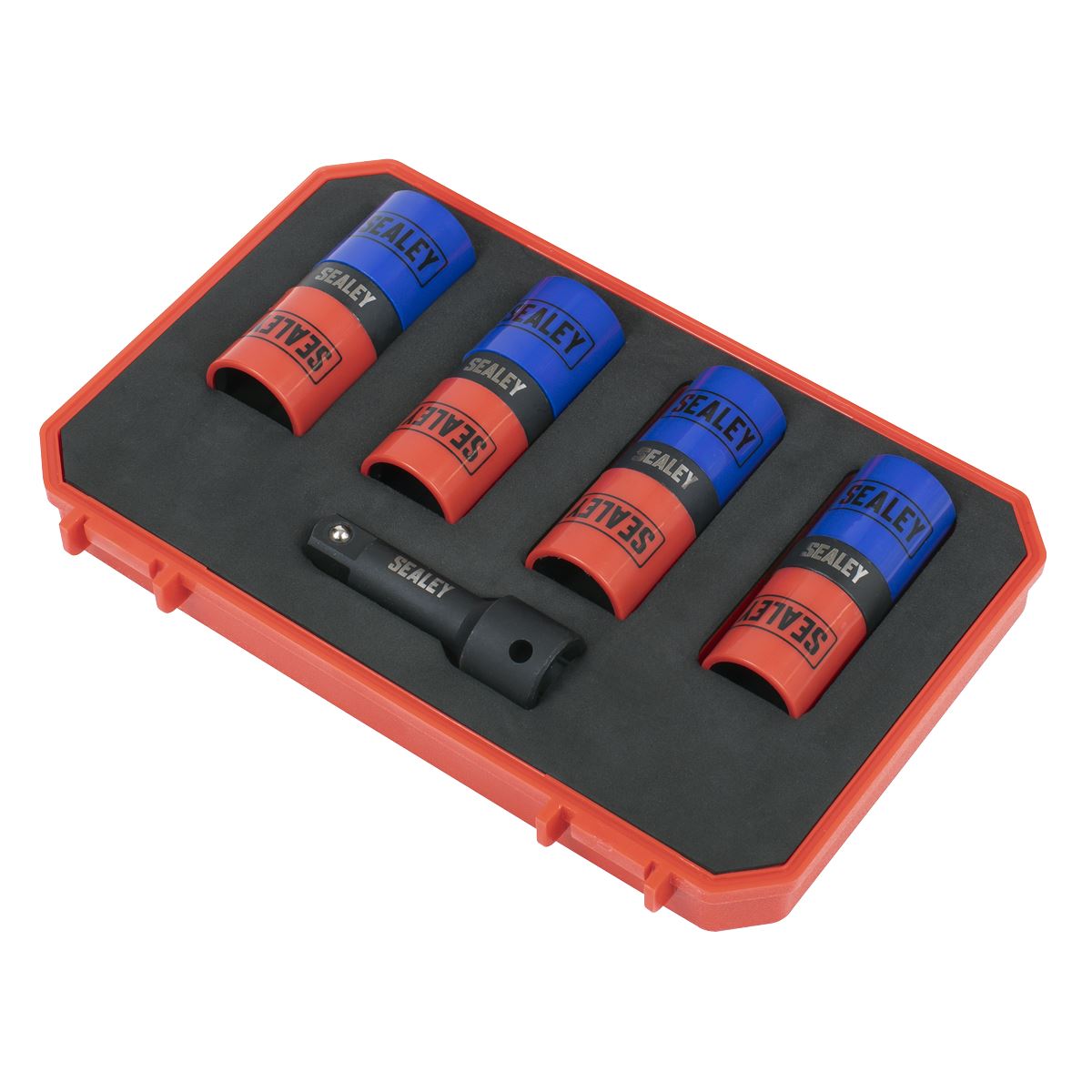 Sealey 5pc Double Ended Impact Socket Set 1/2"Sq Drive Alloy Wheel 18.5 x 19.5, 19 x 21, 21 x 21.5, 22 x 22.5mm  White Rose Tools