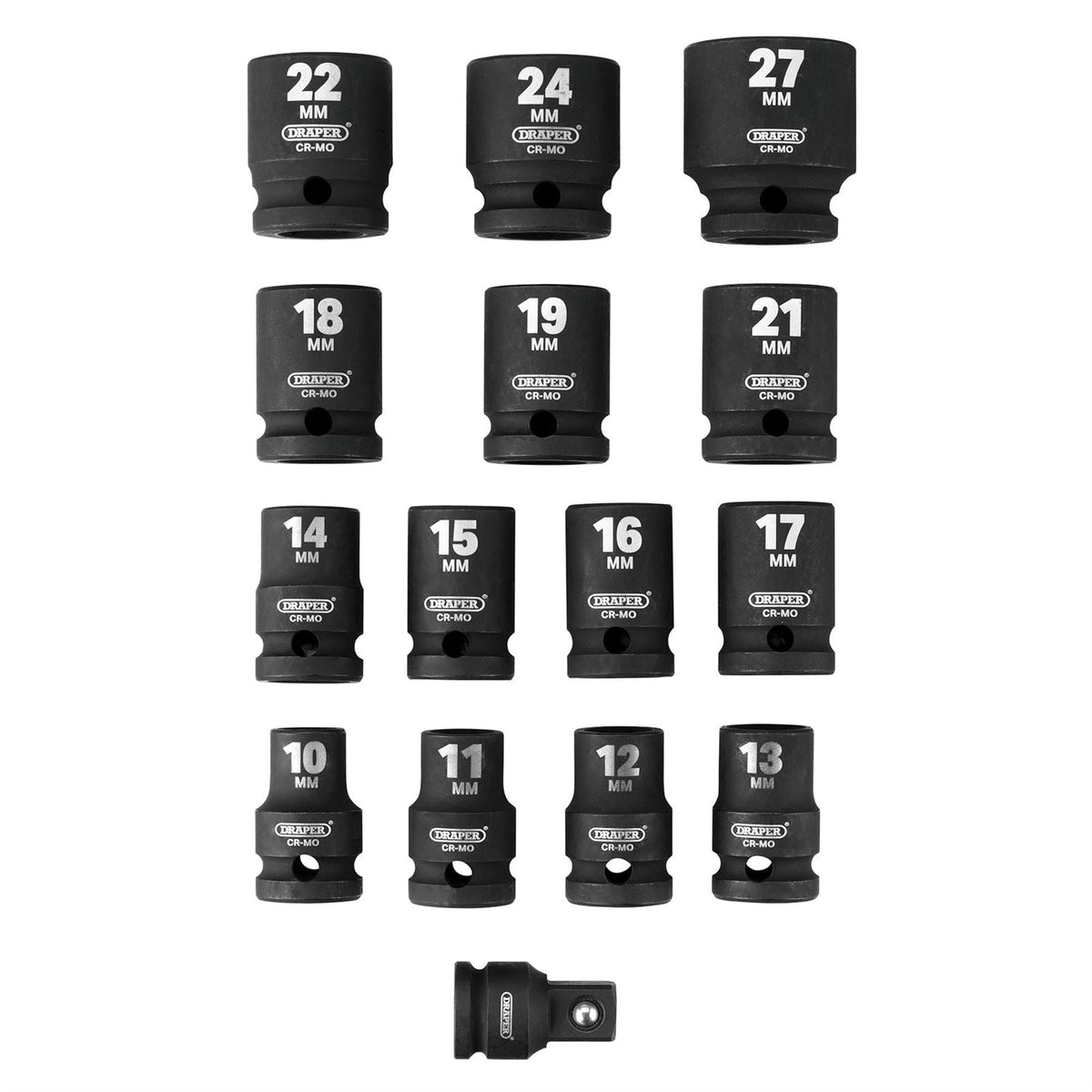 Draper HI-TORQ® Metric Impact Socket Set in EVA Drawer Insert Tray 1/2" Sq. Dr. (15 Piece) 63415  White Rose Tools