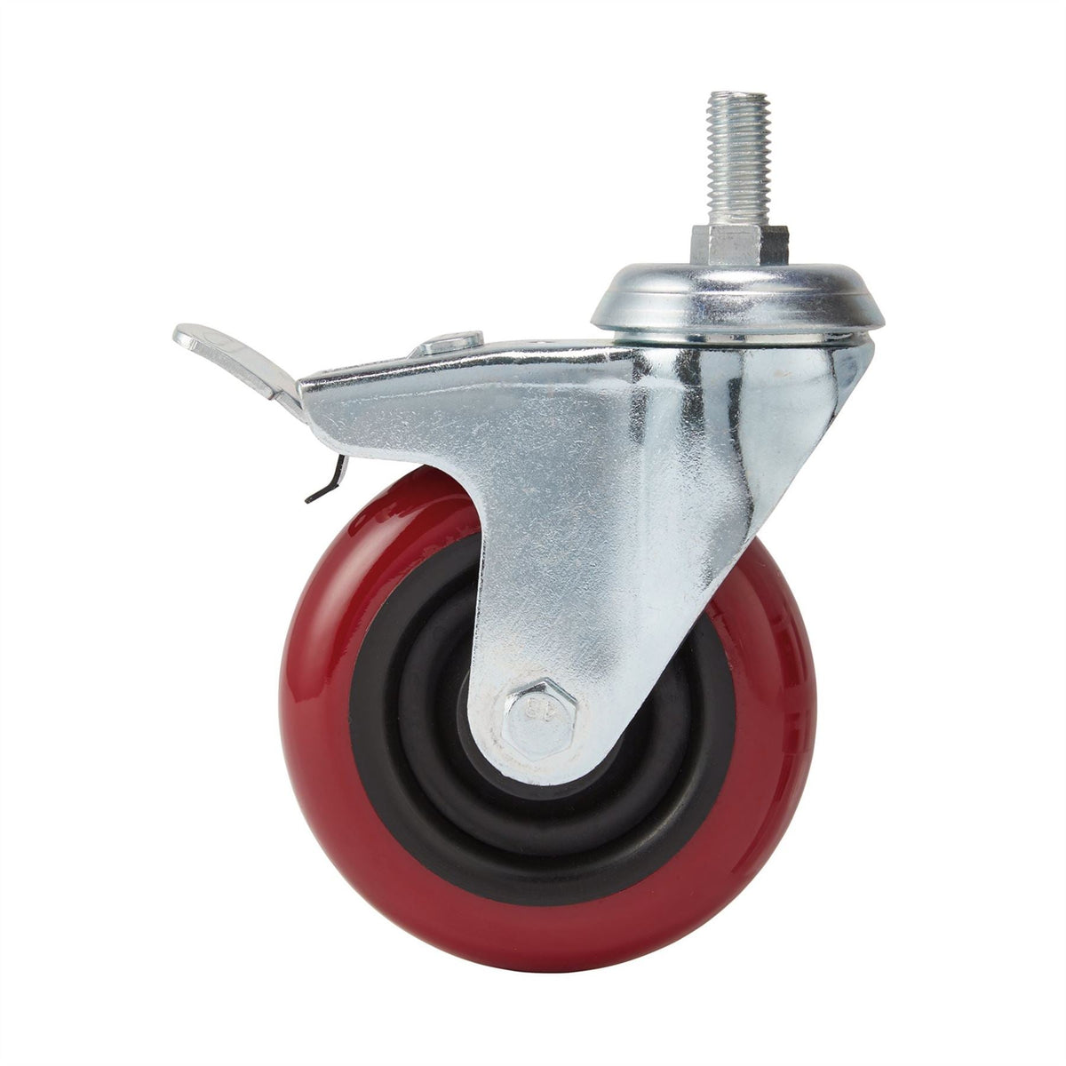 Draper Swivel Bolt Fixing Polyurethane Wheel with Brake 100mm Diameter S.W.L. 125kg 65521  White Rose Tools