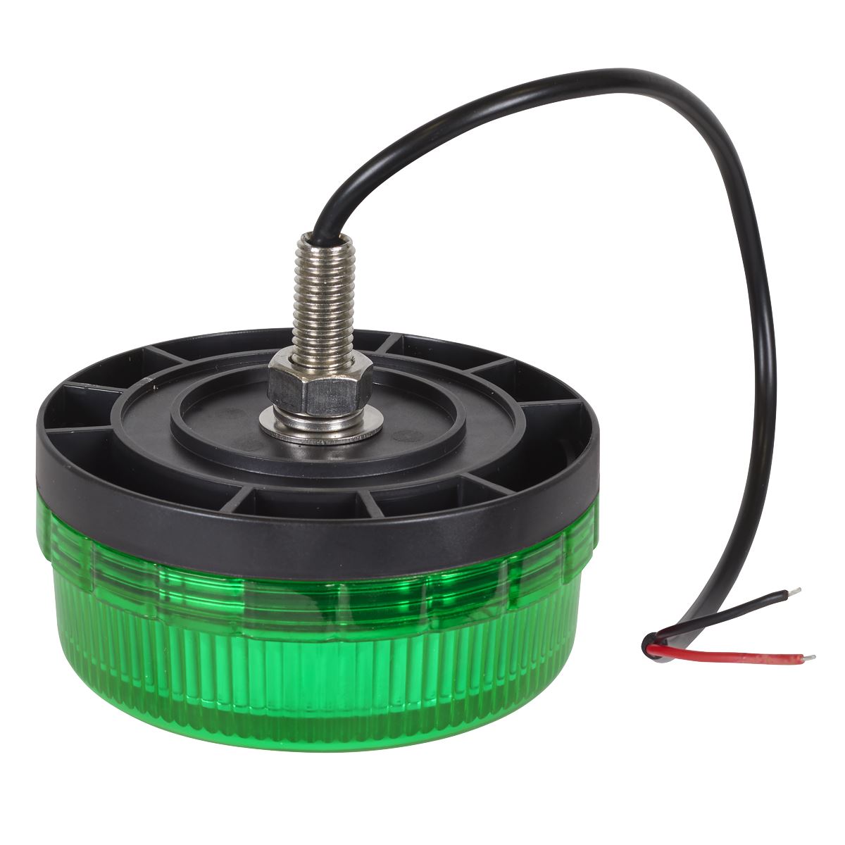Sealey SMD LED Rotating Flashing Warning Beacon with 12mm Bolt Fixing - Green 12/24V  White Rose Tools