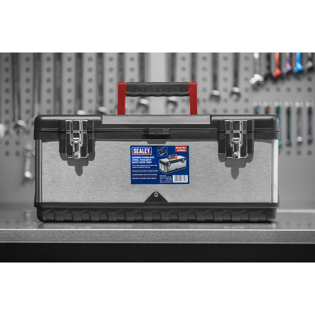 Sealey Stainless Steel Toolbox 505mm with Tote Tray