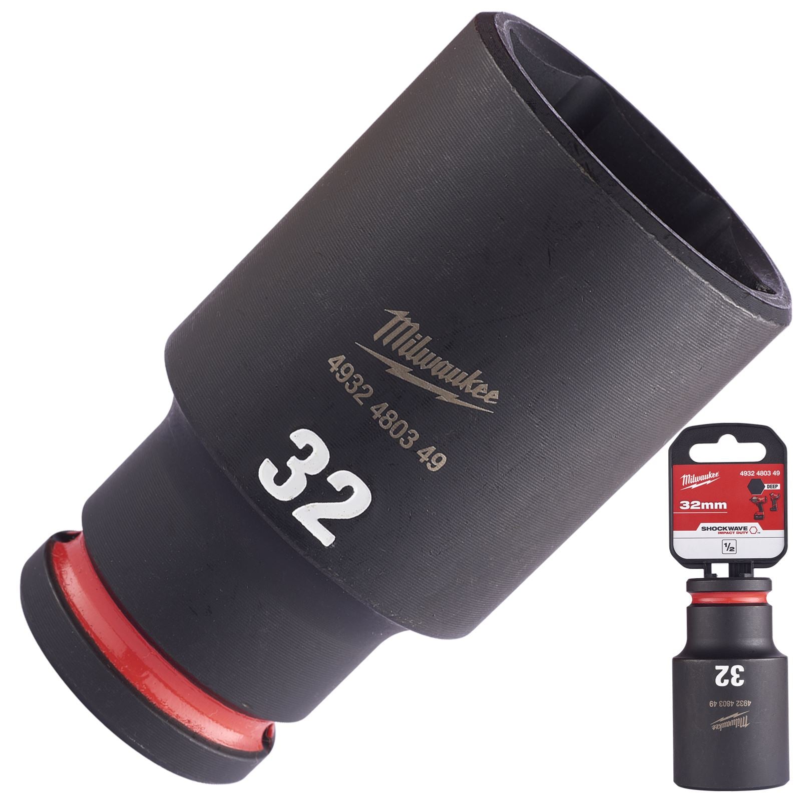 Milwaukee Impact Sockets Deep 1/2" Drive 8-36mm SHOCKWAVE Impact Duty 