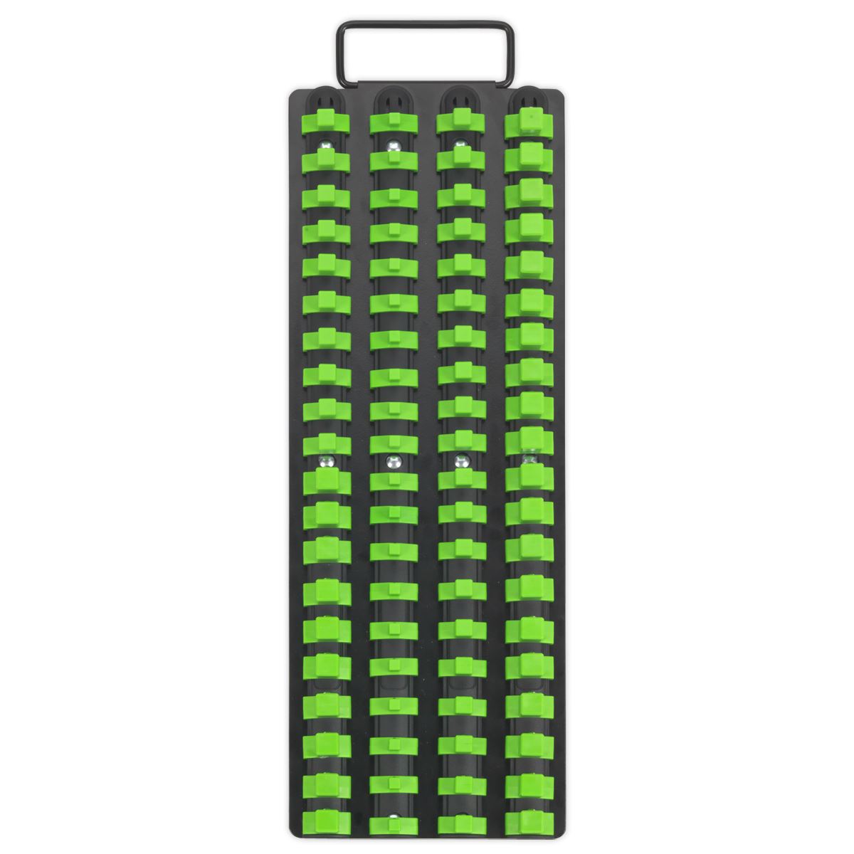 Sealey Premier High Visibility Green 1/4", 3/8" & 1/2" Square Drive Socket Rail Tray 