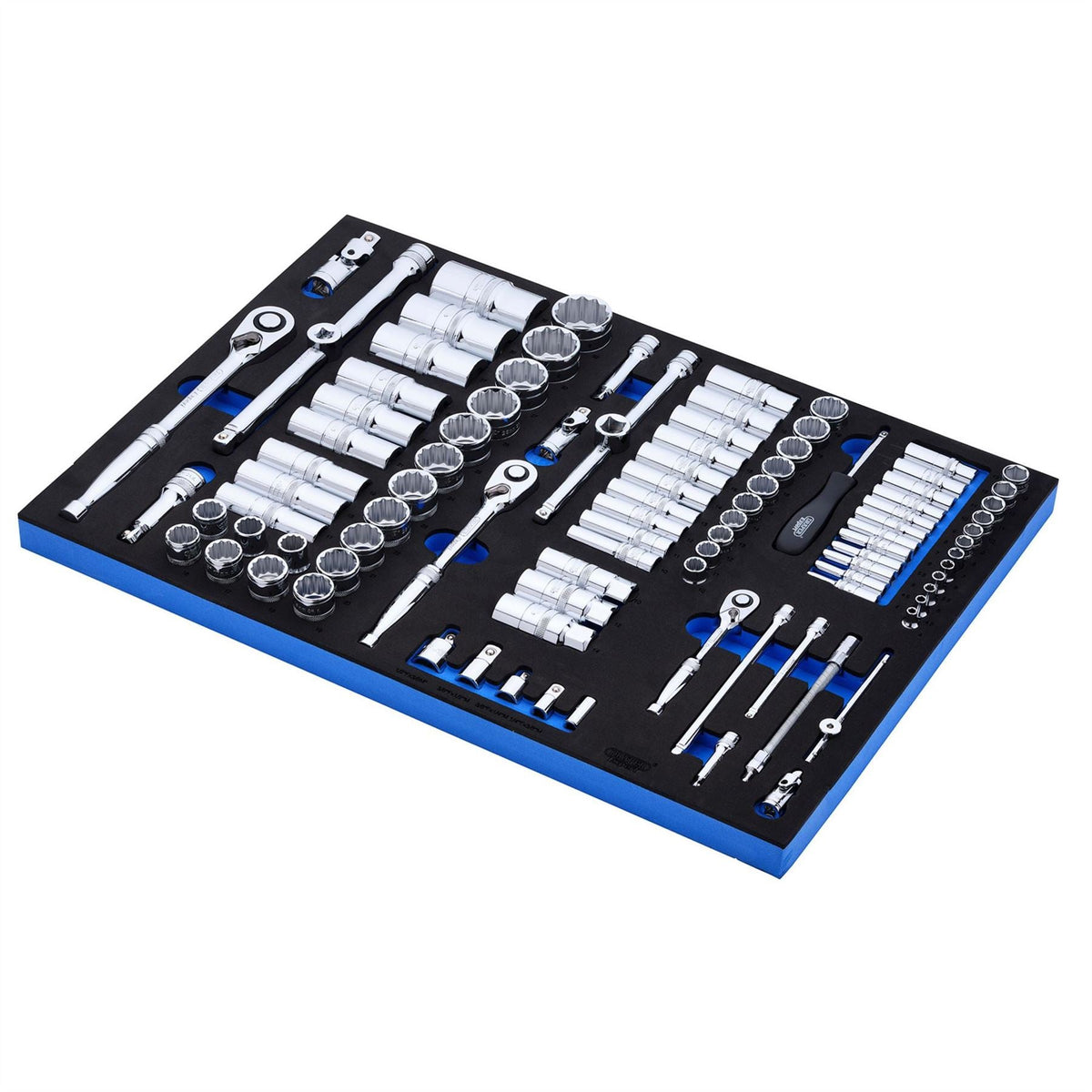 Draper Expert Socket Set in Full Plus Drawer EVA Insert Tray 1/4" 3/8" & 1/2" (96 Piece) 63539  White Rose Tools