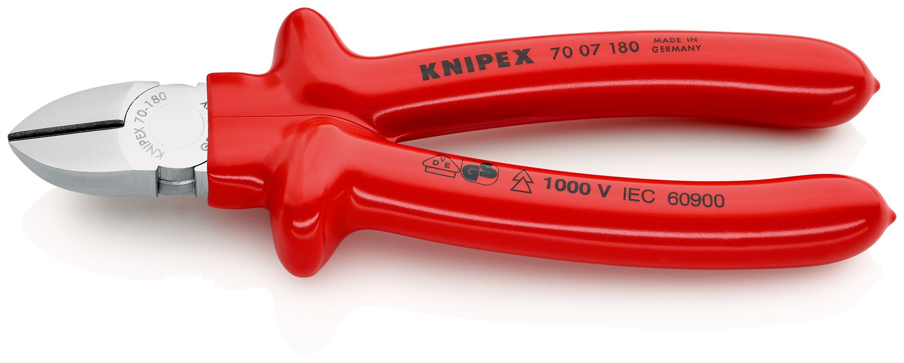 KNIPEX Diagonal Cutting Pliers Side Cutters 180mm VDE Dipped Insulation Grips 70 07 180
