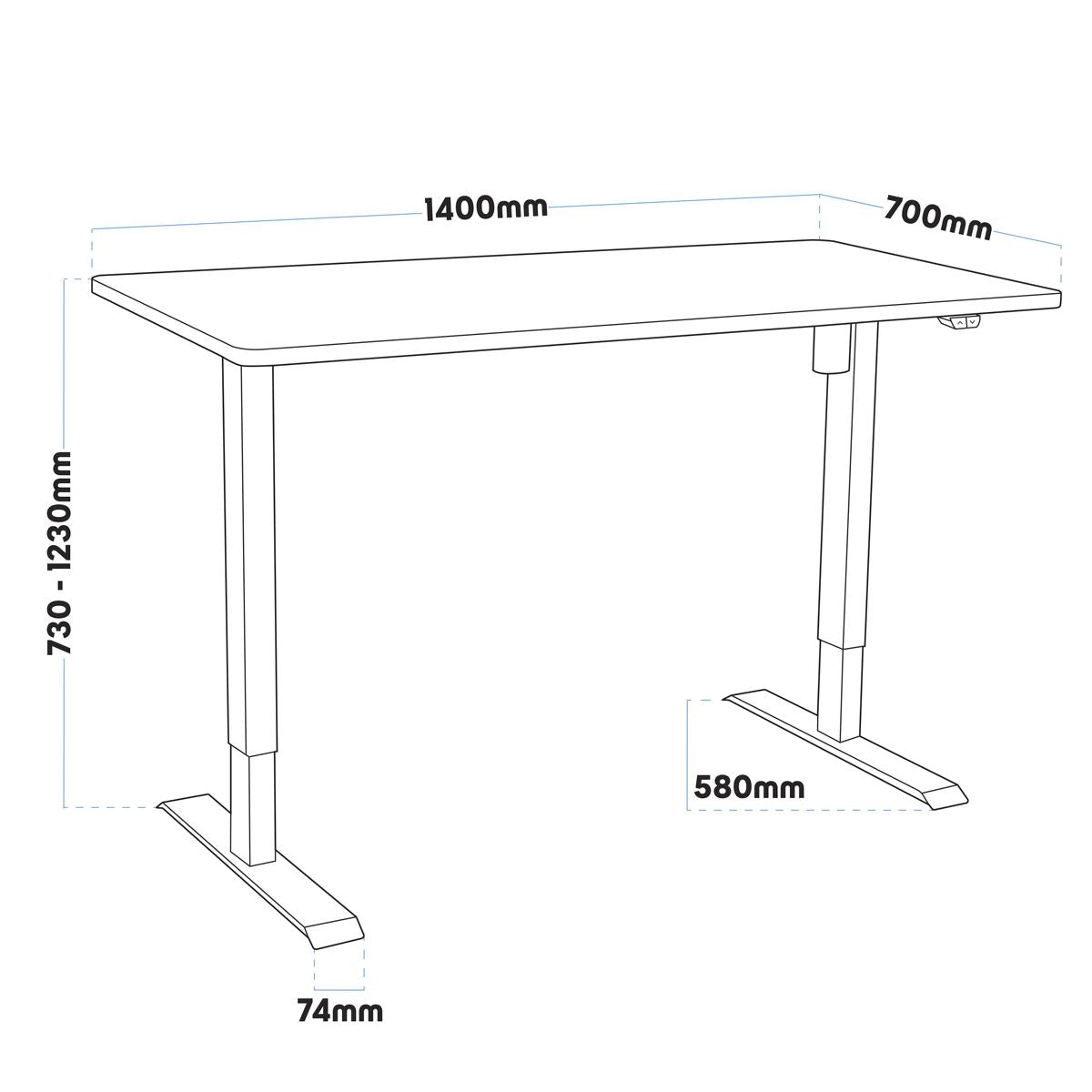 Dellonda Single Motor Height-Adjustable Electric Sit & Stand Desk with White Desktop & Frame 