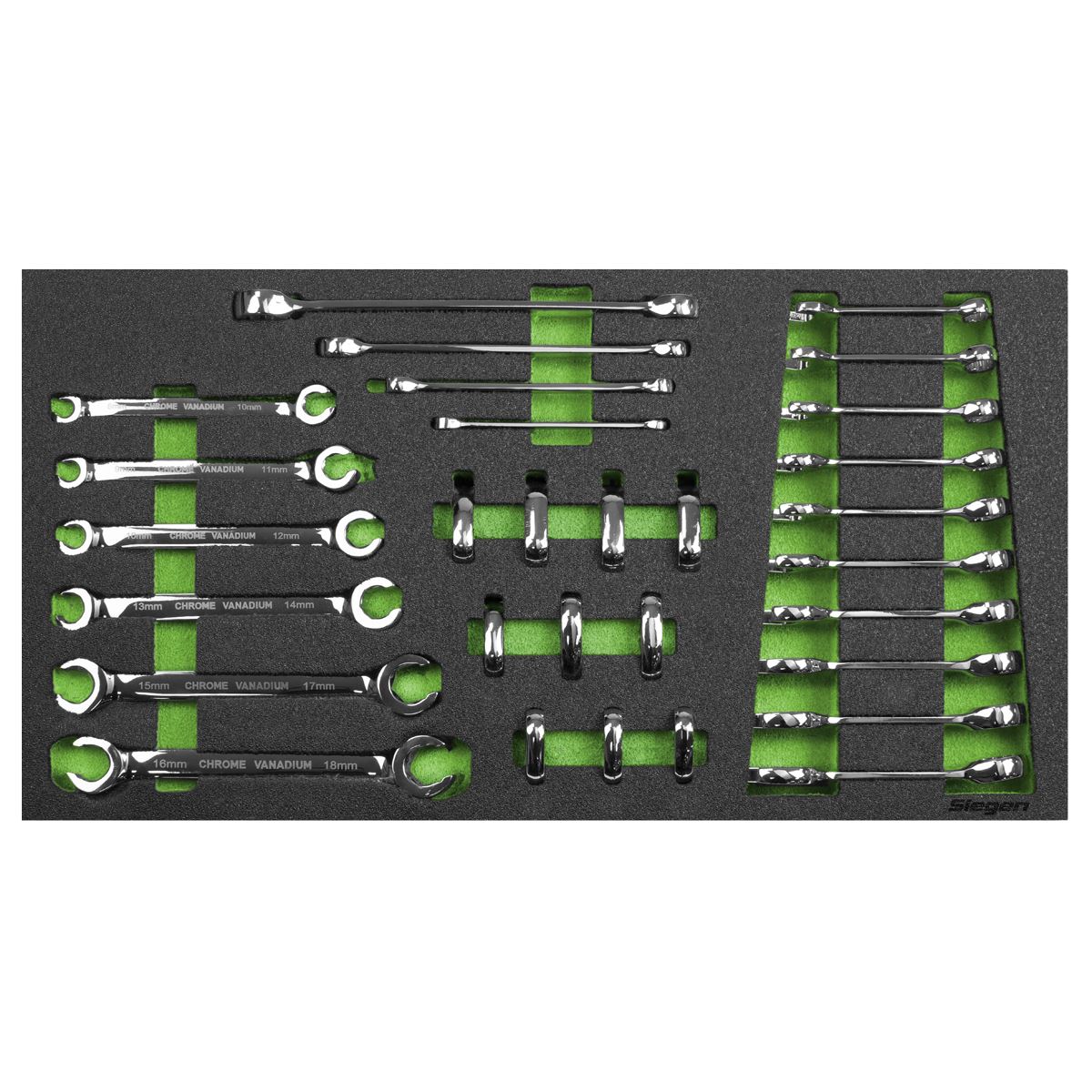 Siegen by Sealey Tool Tray with Specialised Spanner Set 30pc - Metric