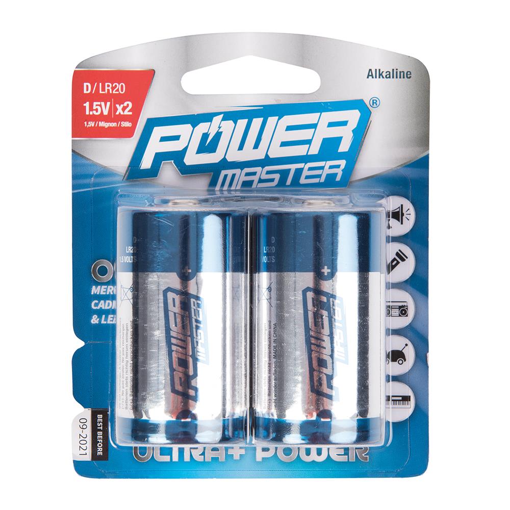 Powermaster D-Type Super Alkaline Battery LR20 2pk 485322