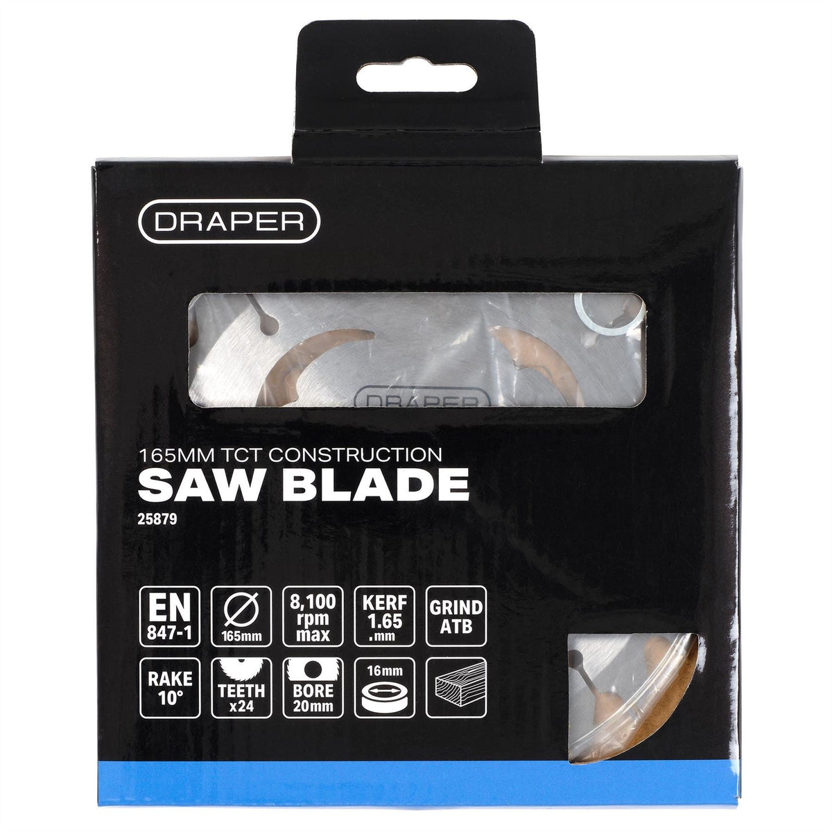 Draper TCT Cordless Construction Circular Saw Blade for Wood & Composites 165 x 20mm 24T 25879  White Rose Tools