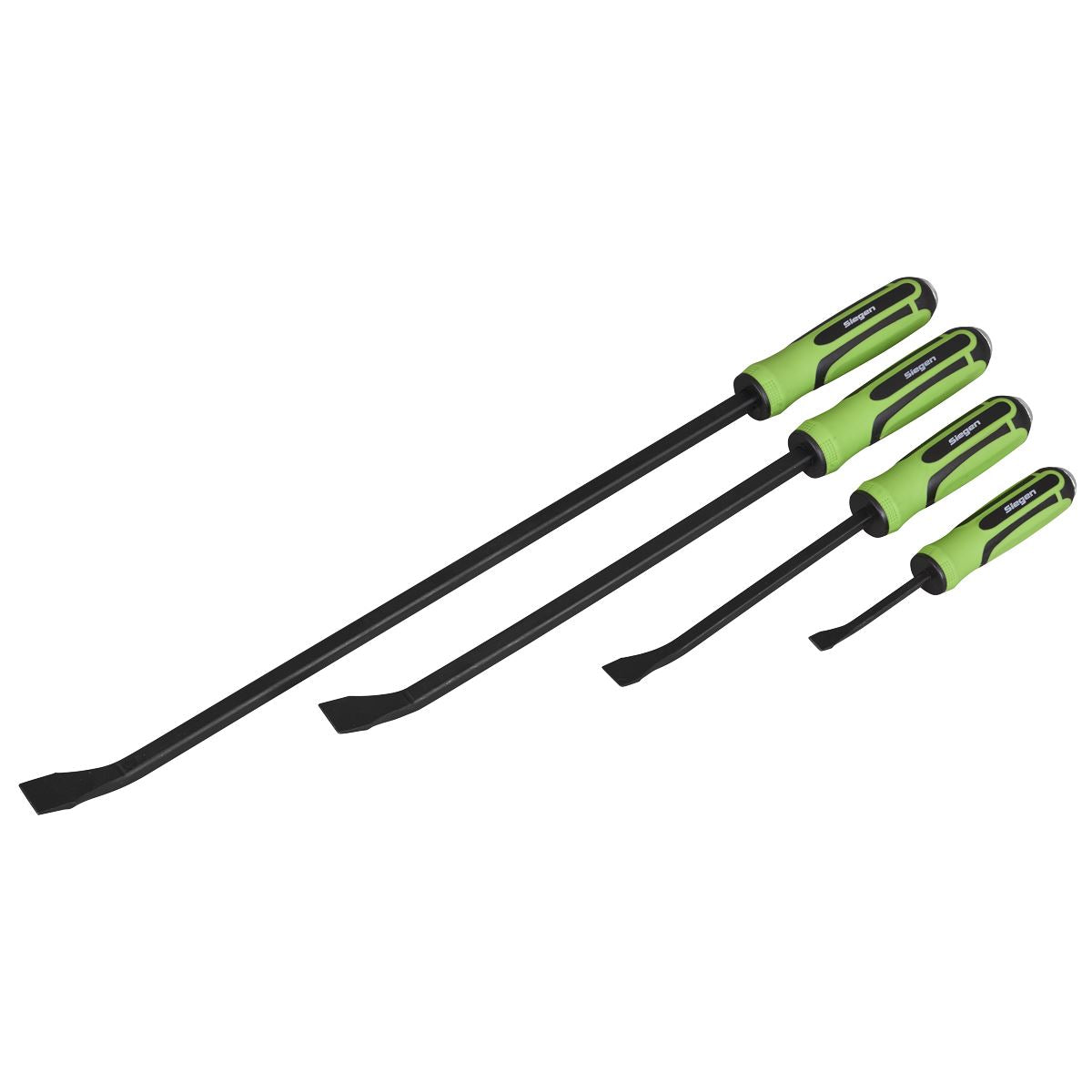 Siegen 4 Piece Heavy Duty Angled Pry Bar Set with Hammer Cap Wrecking Crowbar