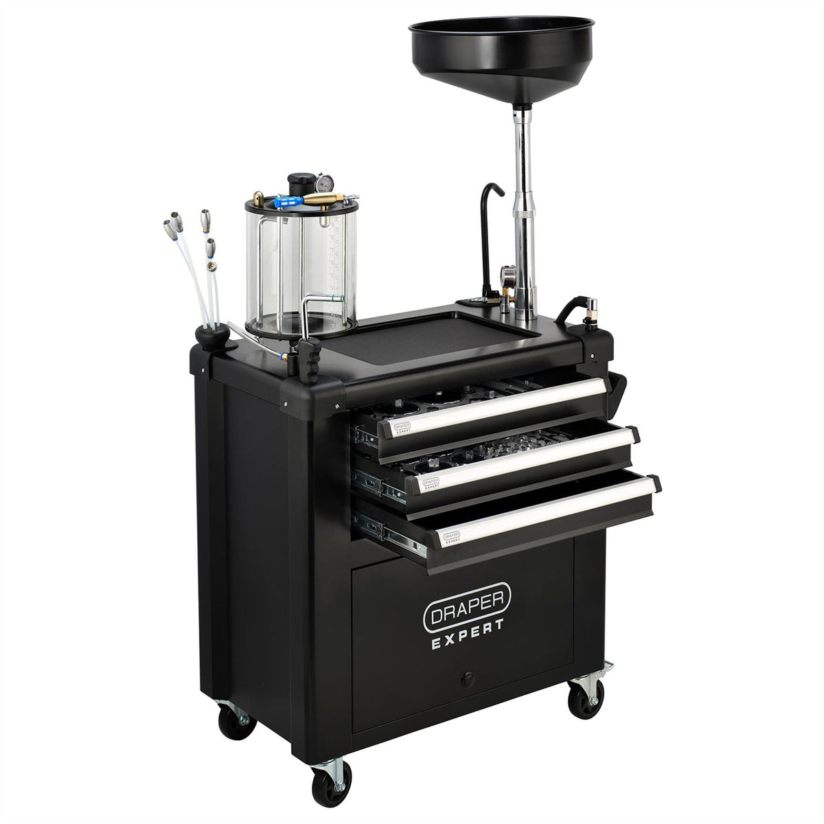 Draper Expert Mobile Oil Service Station & Chamber and Oil Drain Pan 30205  White Rose Tools
