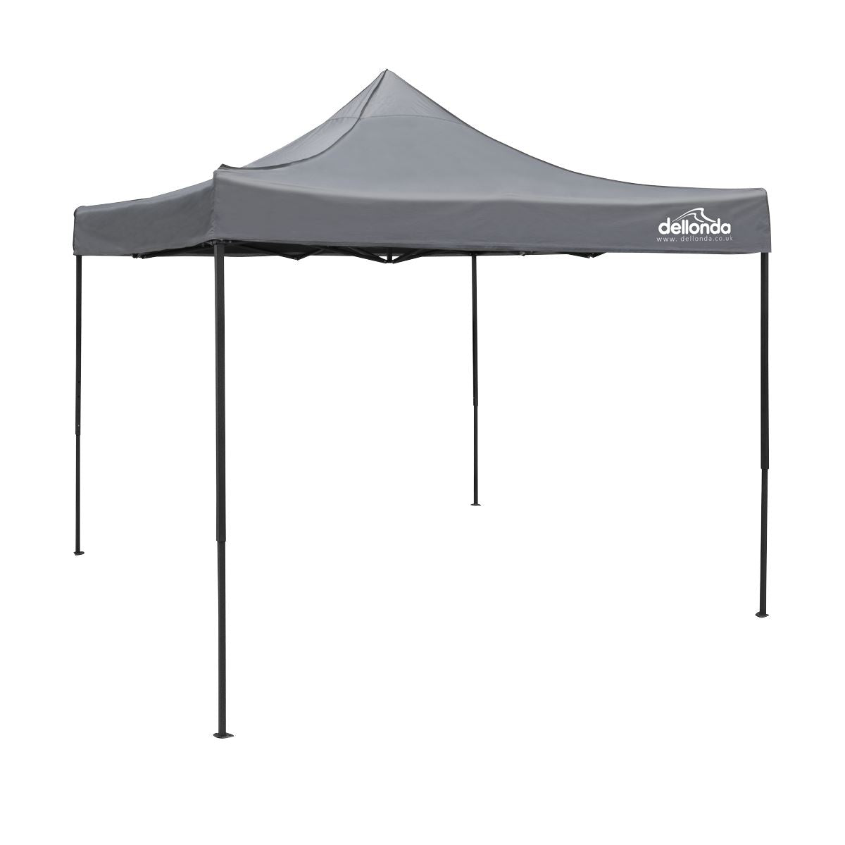 Dellonda Premium 3 x 3m Pop-Up Gazebo, PVC Coated, Water Resistant Fabric, Supplied with Carry Bag, Rope, Stakes & Weight Bags - Grey Canopy
