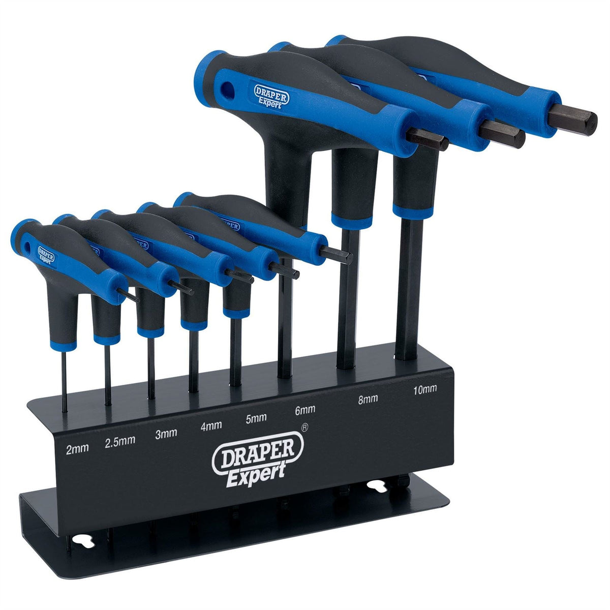 Draper Expert Soft Grip Metric Hex & Ball End T-Handle Key Set (8 Piece) 33873  White Rose Tools