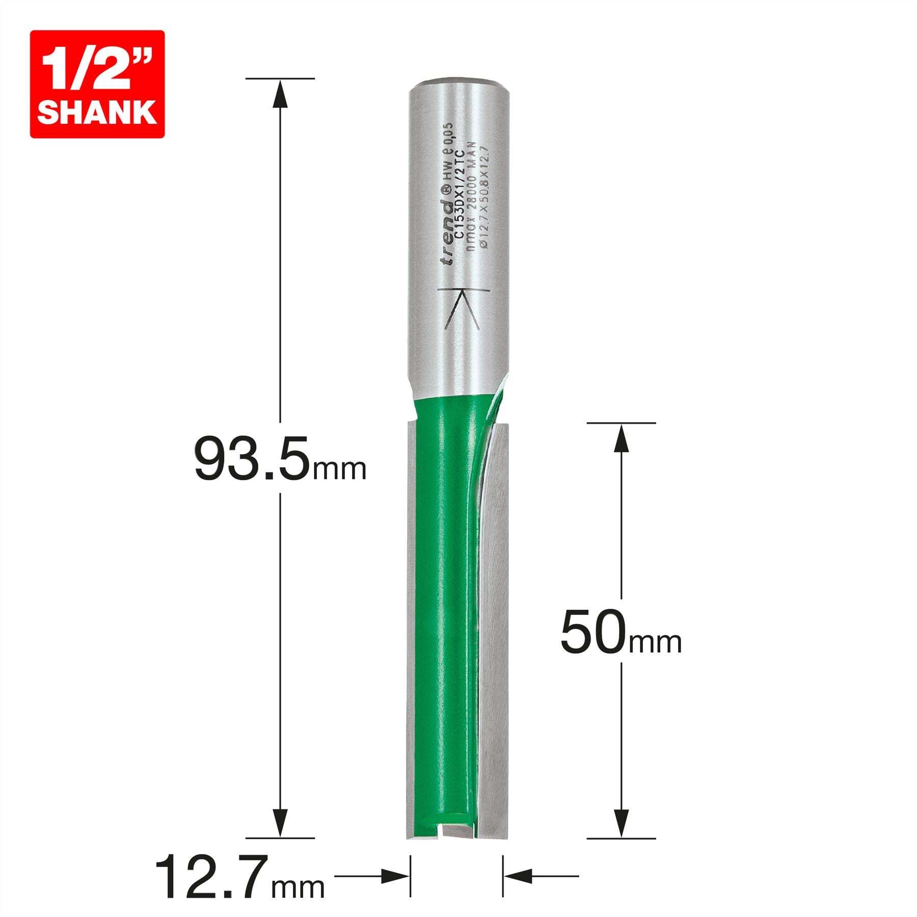 Trend Two Flute Cutter 12.7mm Diameter C153DX1/2TC 
