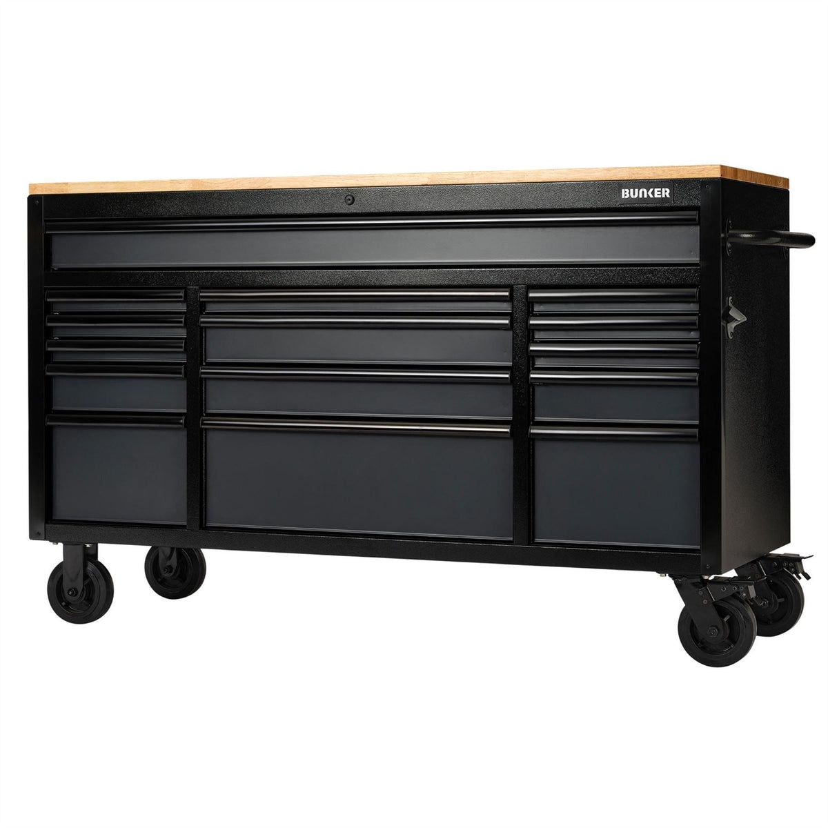 BUNKER 15 Drawer Workbench Roller Tool Cabinet 61" Grey 27225  White Rose Tools