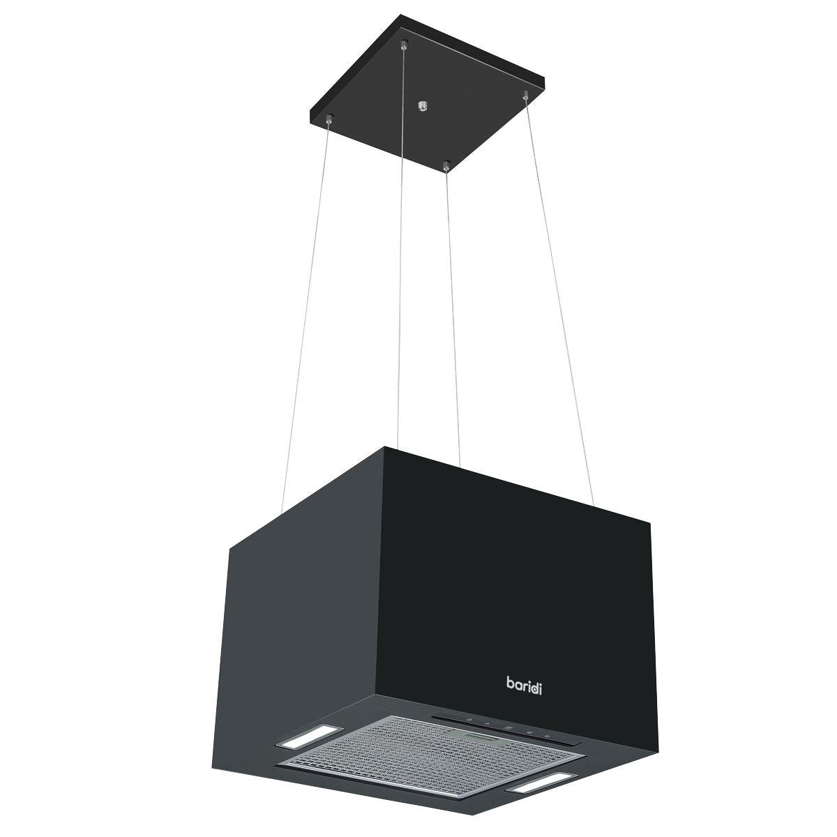 Baridi Square Island Cooker Hood 40cm - Black  White Rose Tools