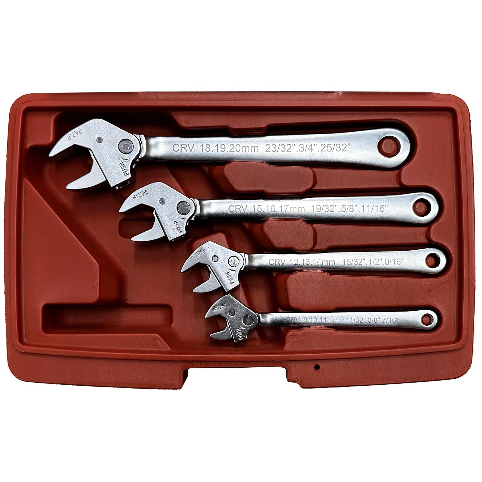 Neilsen Ratchet Spanner Wrench Clamp Set Push Roll Head 9-20mm 4 Piece