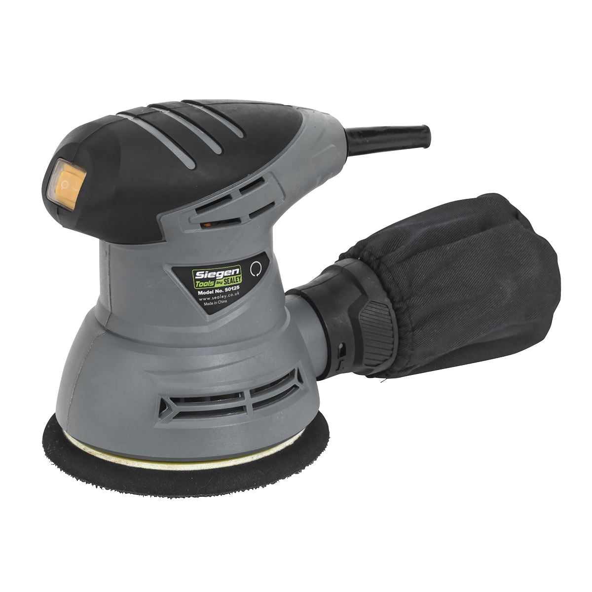 Siegen 230V 125mm Dual Action Orbital Palm Sander 240W Hook & Loop Backing Pad 