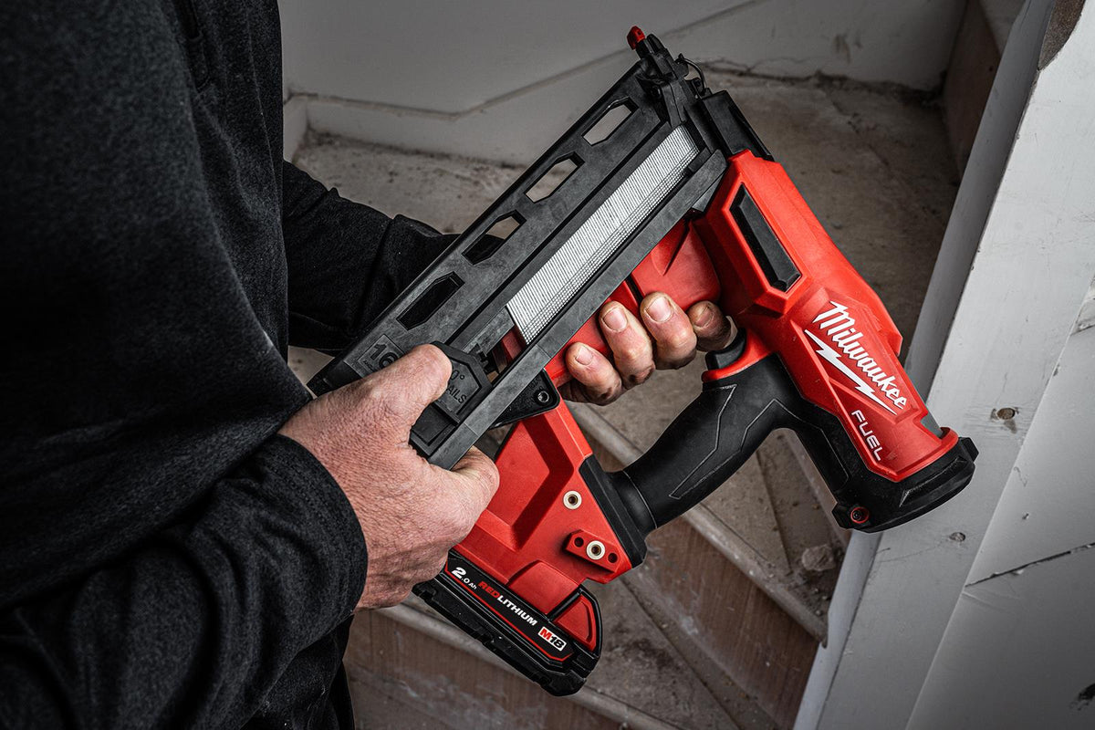 Milwaukee M18 18V FUEL 16 Gauge Angled Nail Finishing Nailer 2-Mode Bare Unit M18FN16GA-0  White Rose Tools