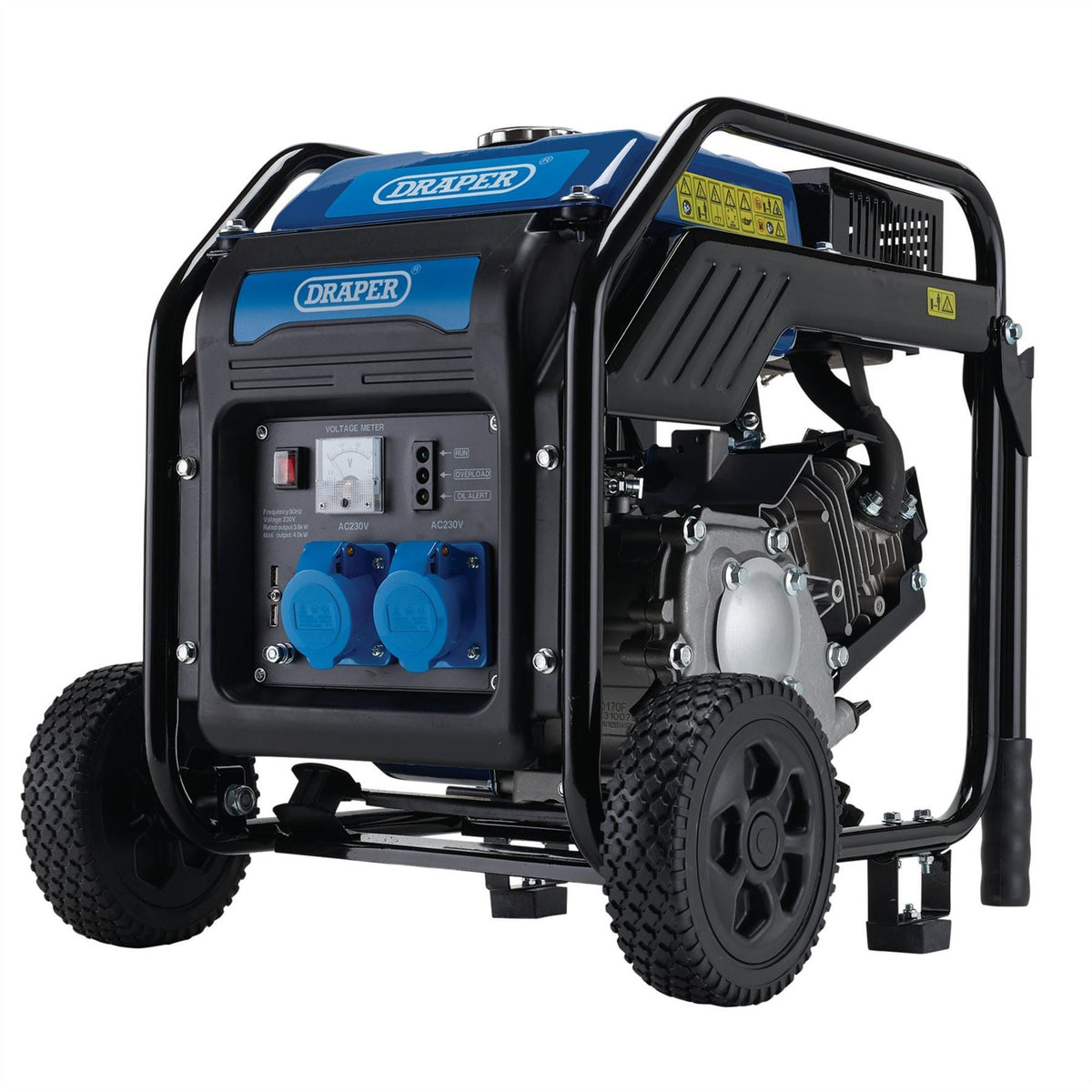 Draper Petrol Open Frame Inverter Generator with Wheels 3800W 98683  White Rose Tools