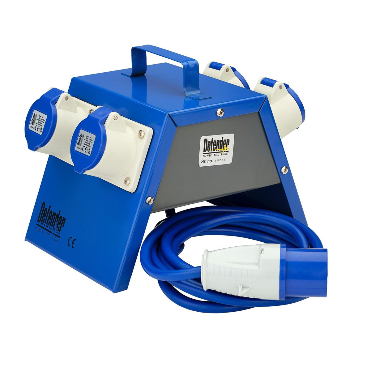 Defender E13112 230V Splitter Box 4 x 16A 35259  White Rose Tools
