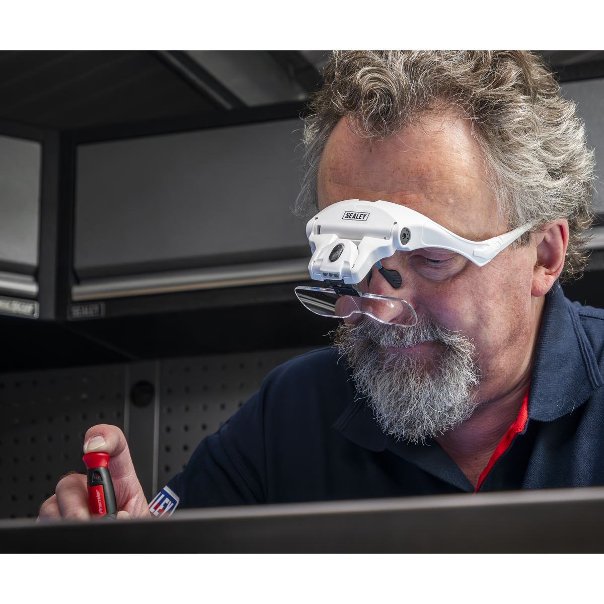 Sealey LED Magnifier Spectacles with Headband 