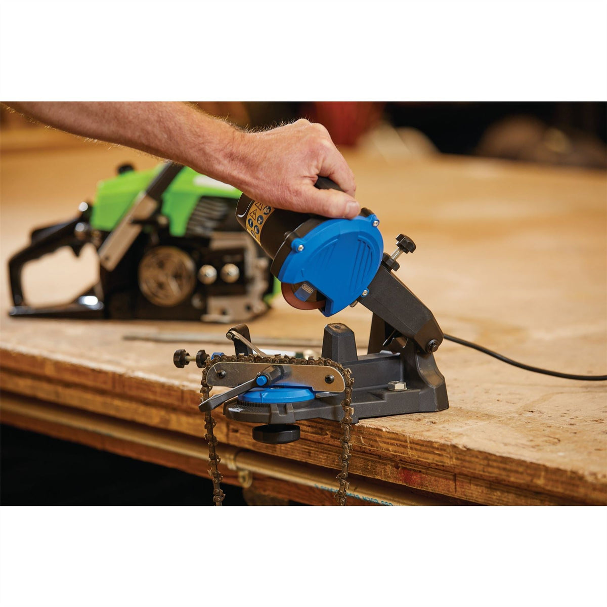 Draper Storm Force 230V Chainsaw Blade Sharpener 85W 98485  White Rose Tools