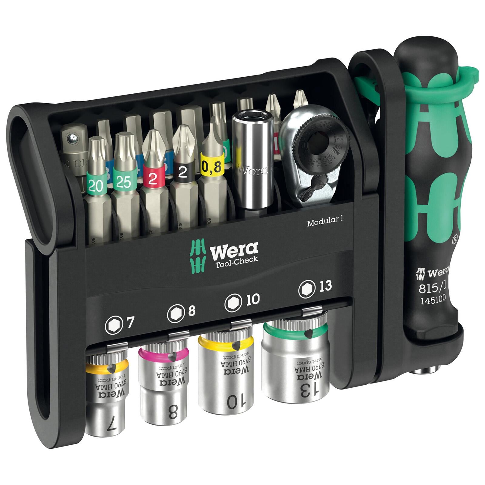 Wera Screwdriver Bits Bit Holder and Socket Set Tool Check Modular 1 21 Pieces