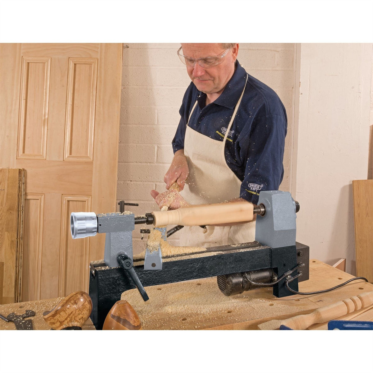 Draper 230V Variable Speed Mini Wood Lathe 250W 60988  White Rose Tools