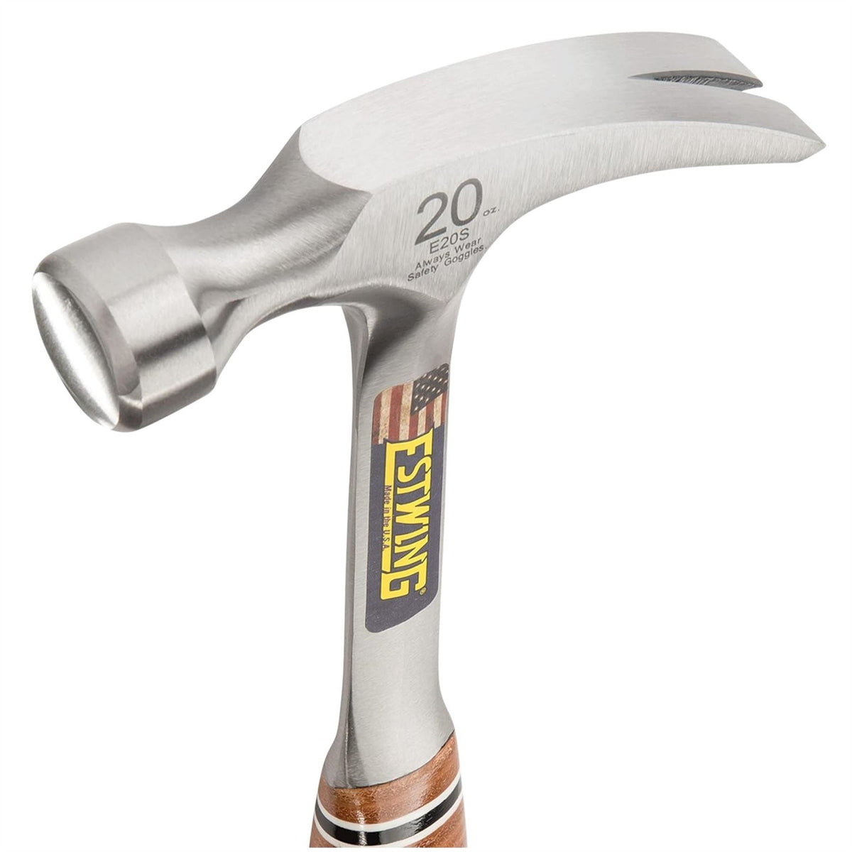 Estwing E20S Straight Claw Hammer with Leather Grip 20oz/560g 23514  White Rose Tools