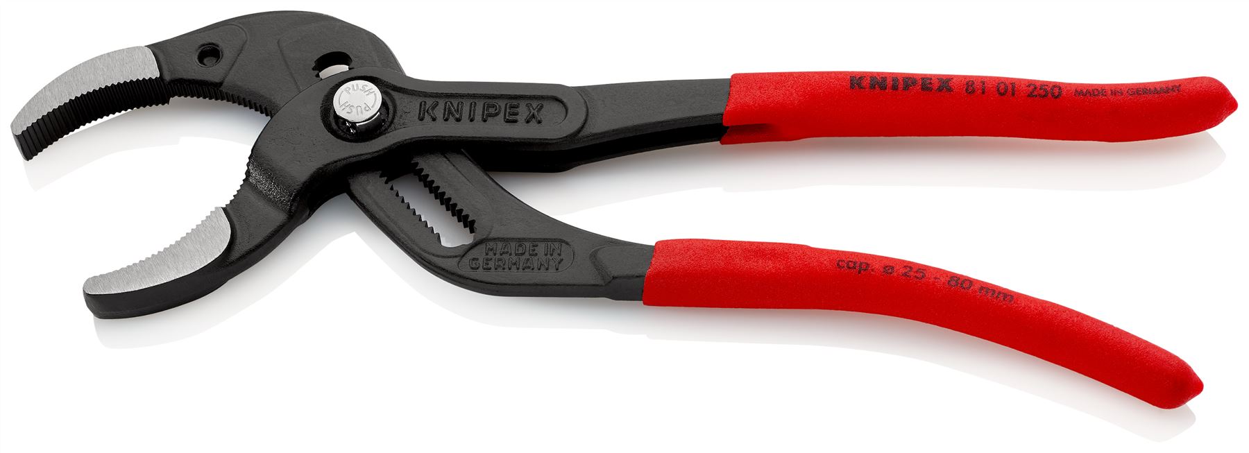 KNIPEX Siphon and Connector Pliers for Traps Tube Fittings Connectors 250mm Plastic Coated 81 01 250 SB