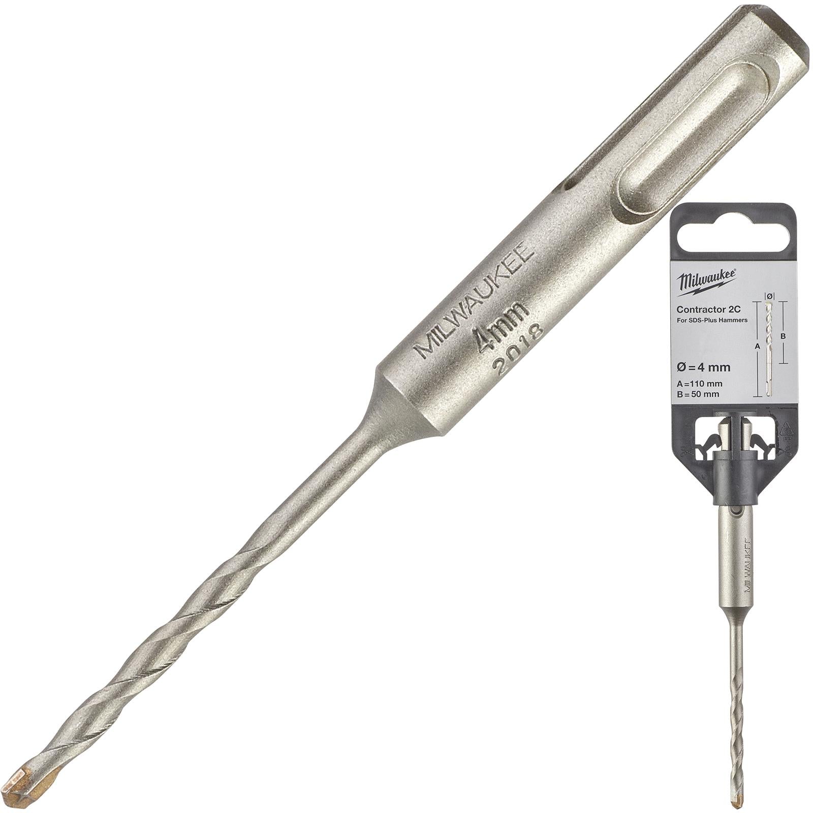 Milwaukee SDS Plus Contractor Hammer Drill Bits 2 Cut 