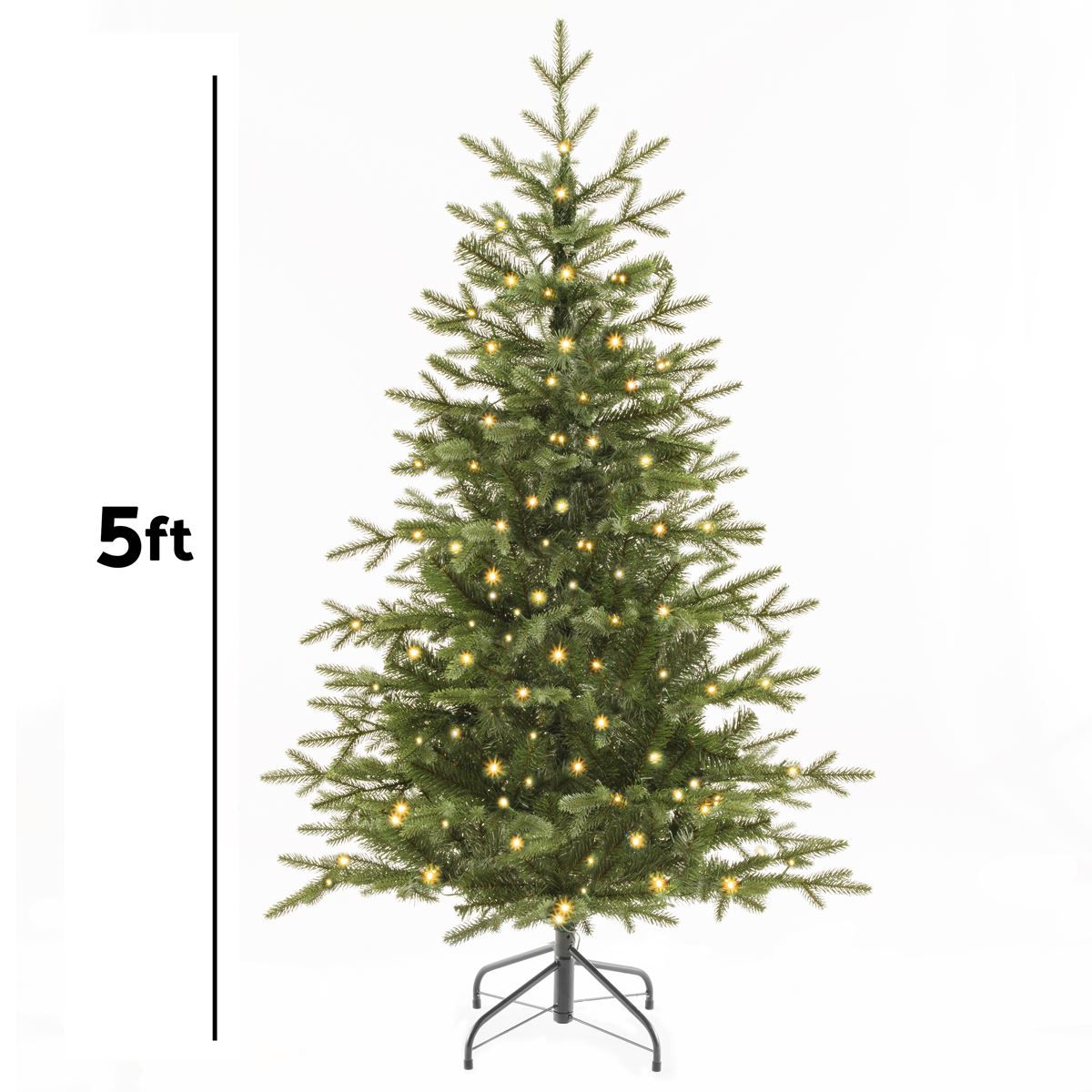 Dellonda Pre-Lit 5ft Hinged Christmas Tree with Warm White LED Lights & PE/PVC Tips