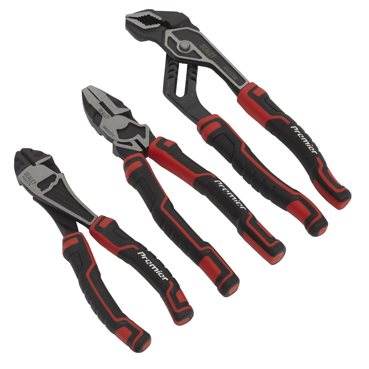 Sealey Pliers Set High Leverage 3 Piece Premier Finely Ground Polished Heads